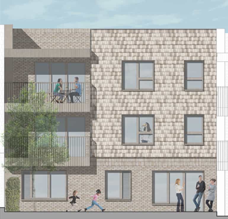Material study of proposed scheme View of proposed homes along Aberford Park