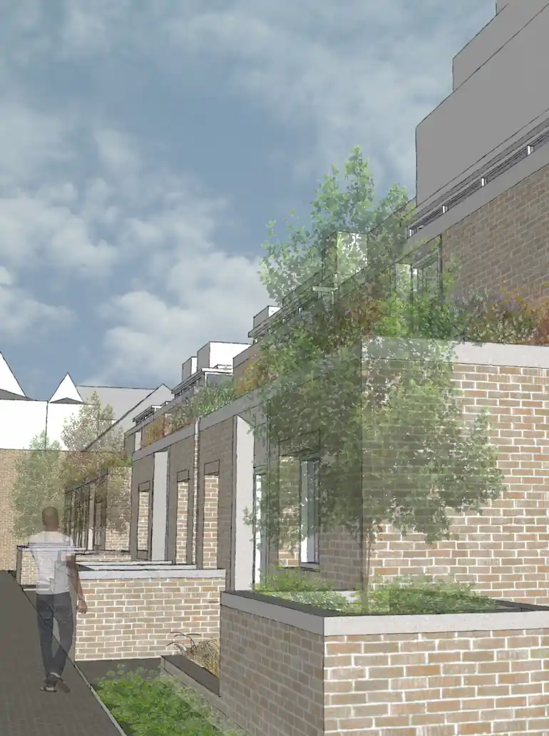 Illustrative visualisation of the mews houses on Lodge Road