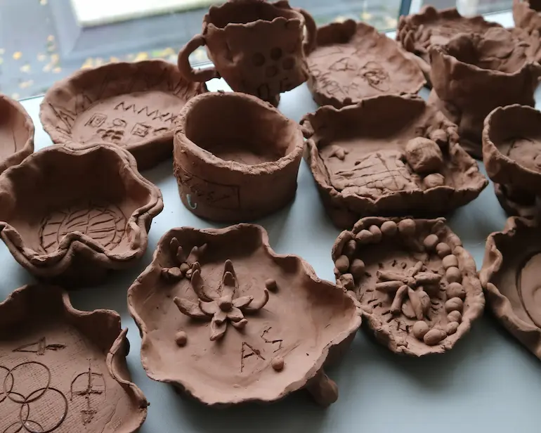 HCC SEND clay making Photograph of clay items made by SEND pupils
