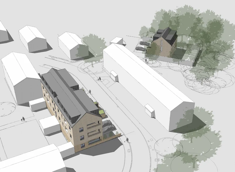 Pollards Aerial Illustrative aerial view of the proposal at Pollards, Maple Cross